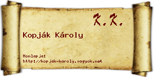 Kopják Károly névjegykártya