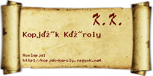 Kopják Károly névjegykártya